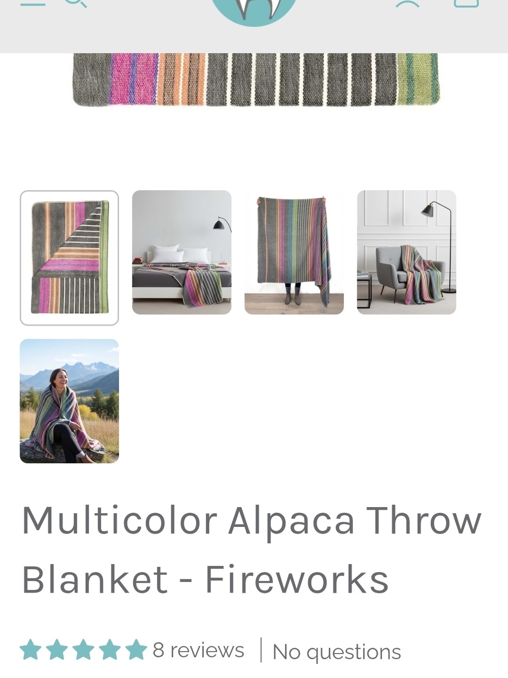 Multicolor Alpaca Throw Blanket - Fireworks